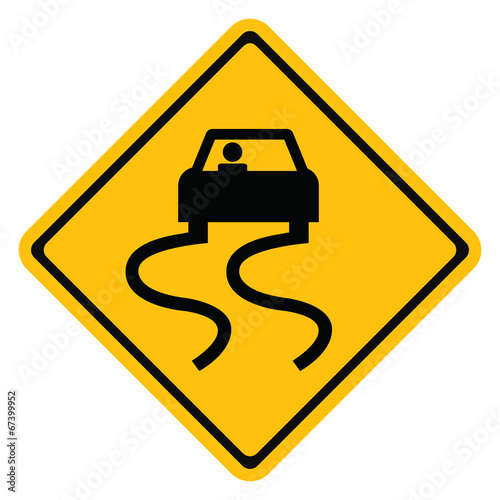 Warning traffic sign Slippery road