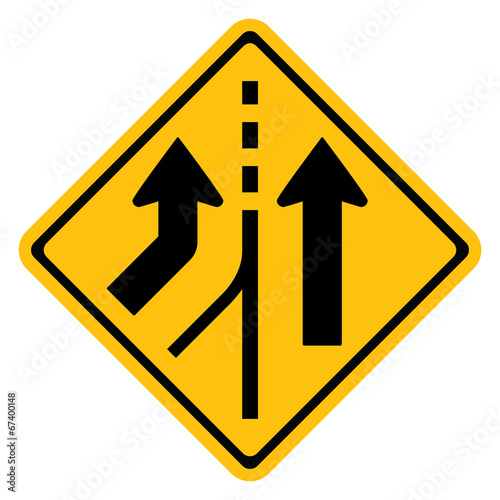 Warning traffic sign MERGING LANE