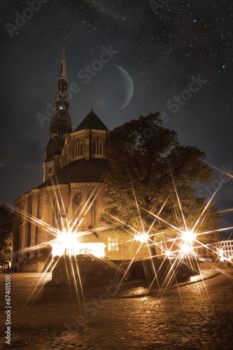 Riga at night. Elements of this image furnished by NASA