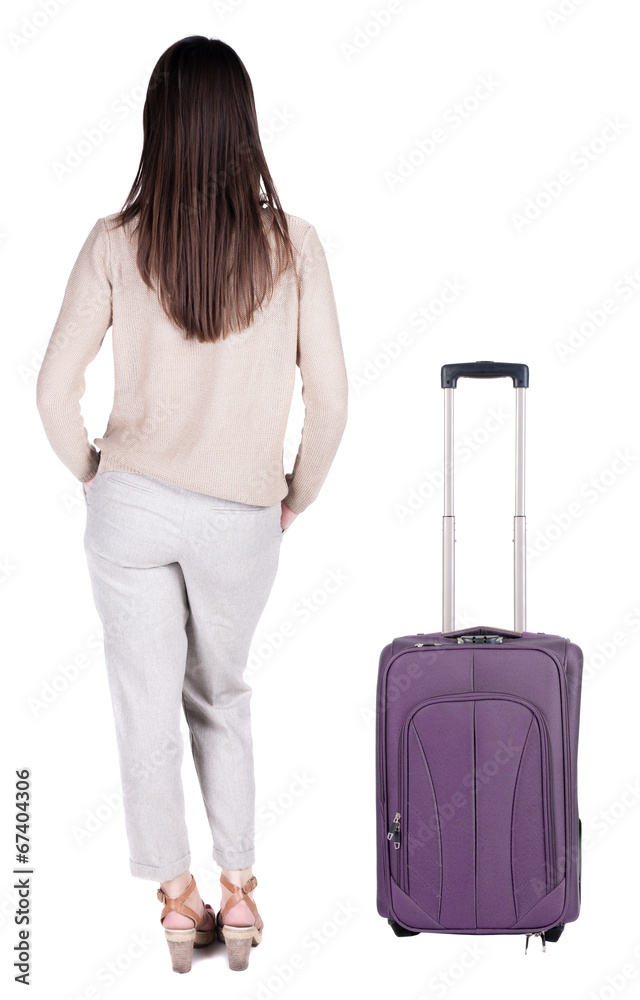 back view of standing young beautiful brunette woman. back view of standing young beautiful brunette woman.