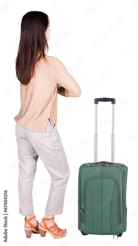 back view of standing young beautiful brunette woman. back view of standing young beautiful brunette woman.