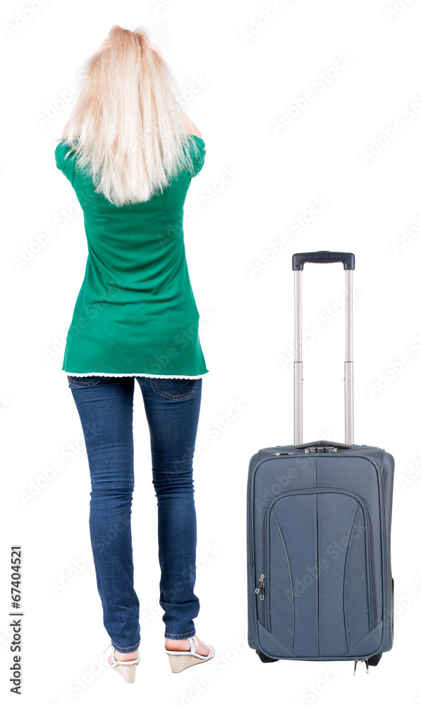 back view of standing young beautiful blonde woman. back view of standing young beautiful blonde woman.