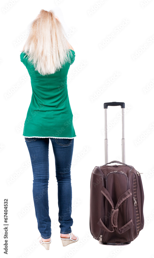 back view of standing young beautiful blonde woman. back view of standing young beautiful blonde woman.
