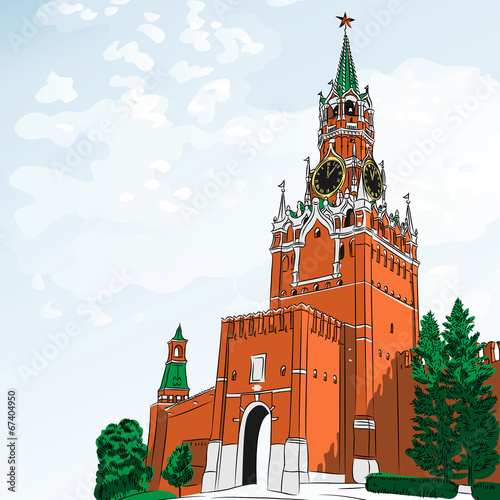 Photo Vector sketch of the Moscow Kremlin, Russia