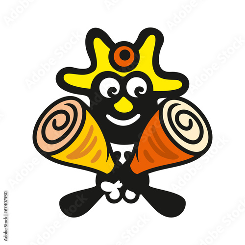 Vector with cape in hand