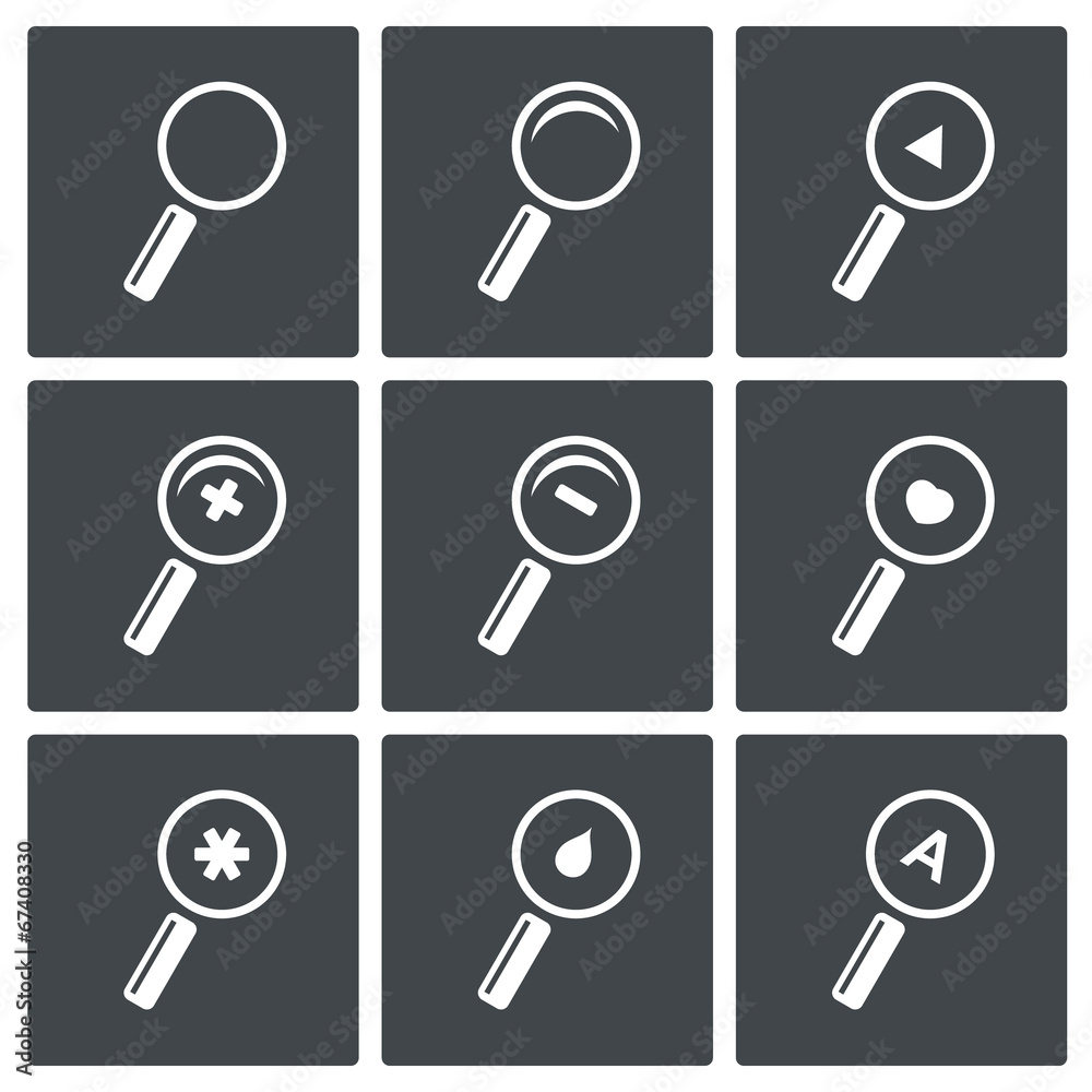 Magnifier icon set Magnifier icon set