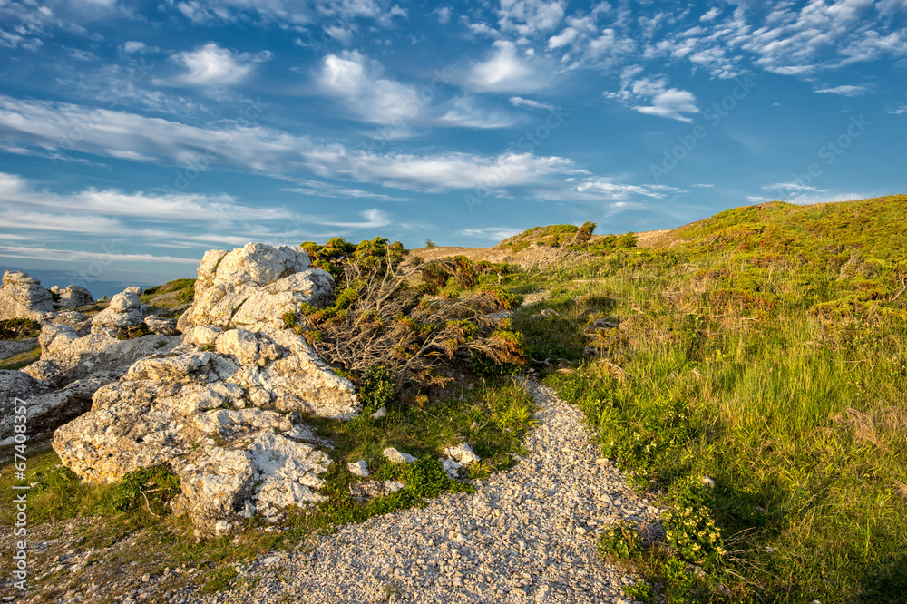 Nordic light at Langhammars on Faro island in Sweden Nordic light at Langhammars on Faro island in Sweden