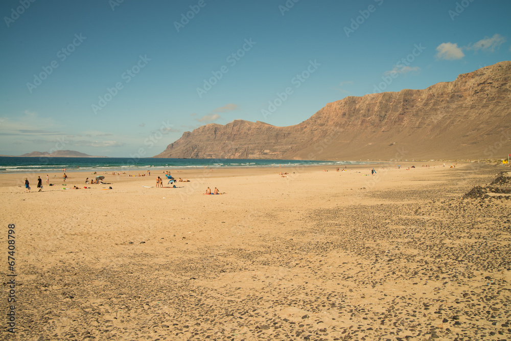 Beach view at Caleta de Famara, Lanzarote Beach view at Caleta de Famara, Lanzarote
