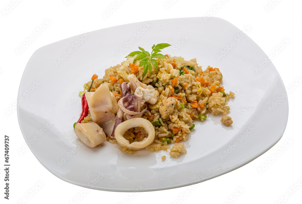 Fried rice with calamari Fried rice with calamari