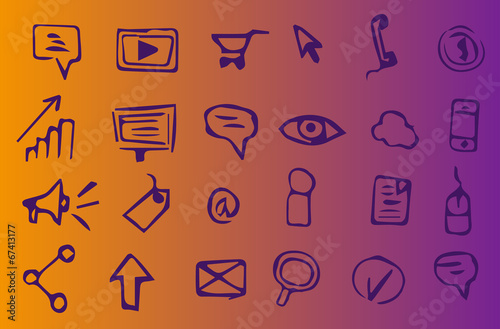 Online marketing, advertising and seo hand-drawn icons
