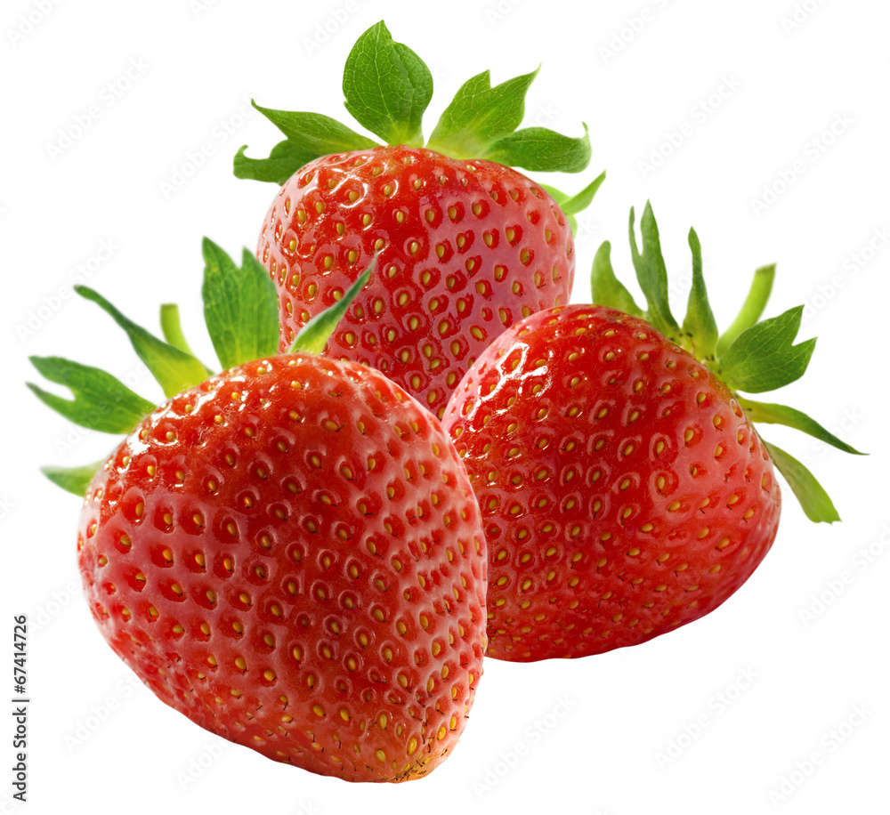 Three strawberries isolated on white background Three strawberries isolated on white background