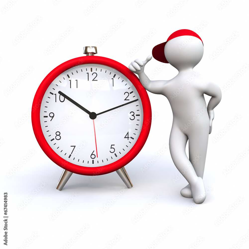 3D Man with clock ilustración de Stock Adobe Stock