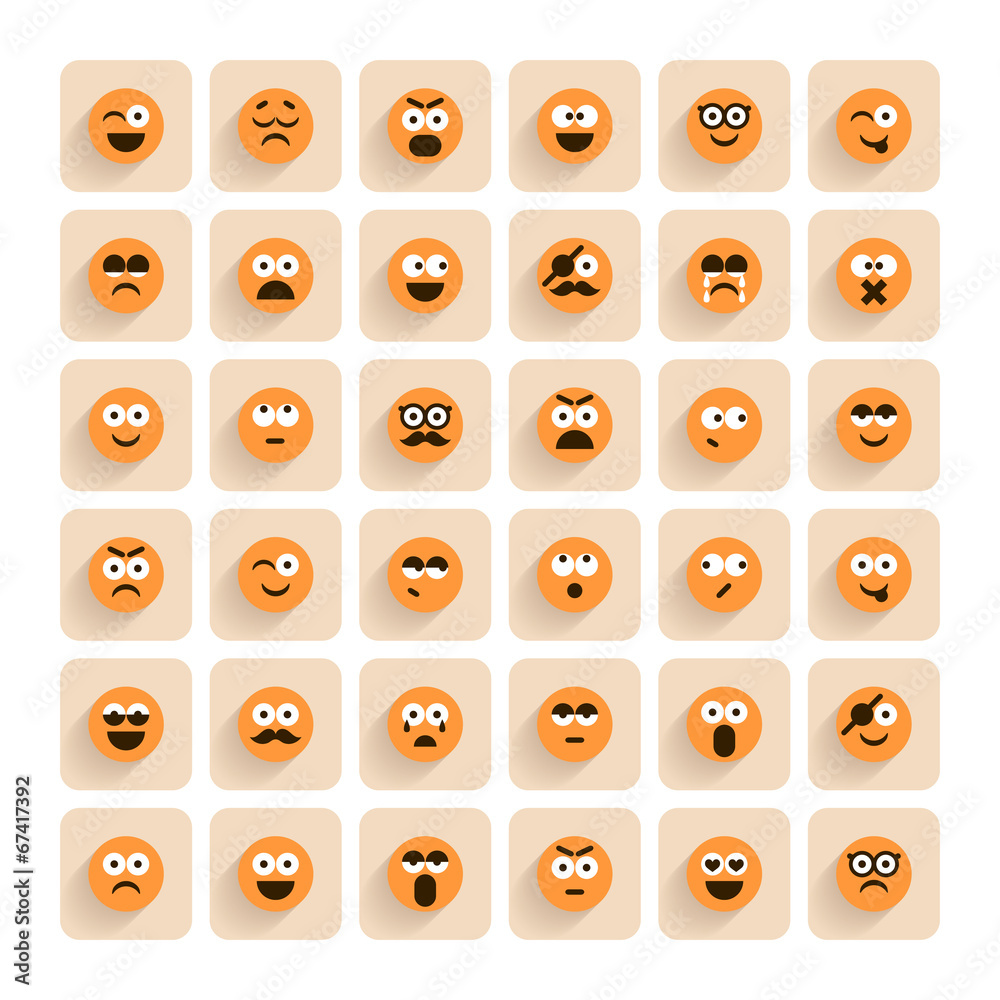 Set of emotion smiling faces icons Set of emotion smiling faces icons