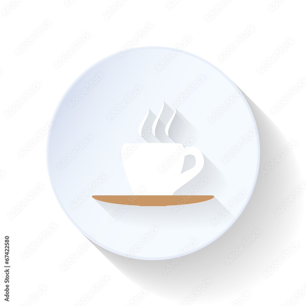 Coffee cup on a silver platter flat icon Coffee cup on a silver platter flat icon