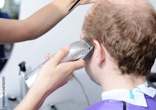 Young man in beauty salon