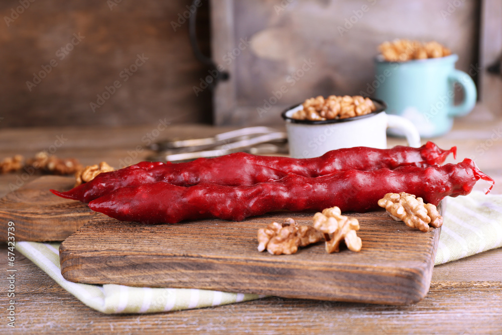 Tasty oriental sweets (churchkhela) and fresh nuts, Tasty oriental sweets (churchkhela) and fresh nuts,