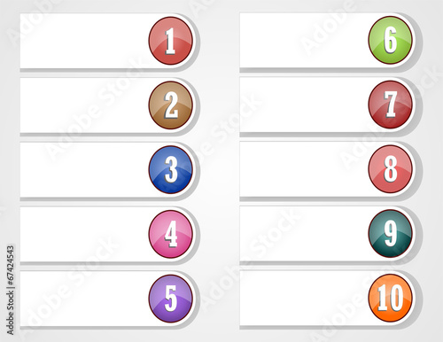 rectangles and buttons with numera