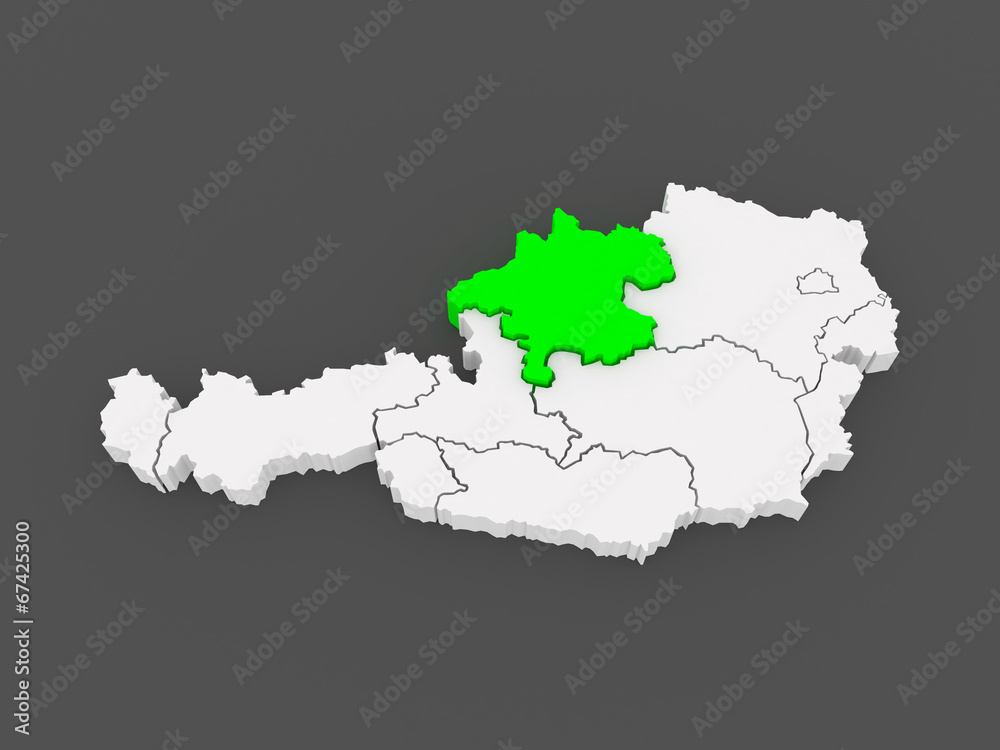 Obraz premium Map of Upper Austria. Austria.