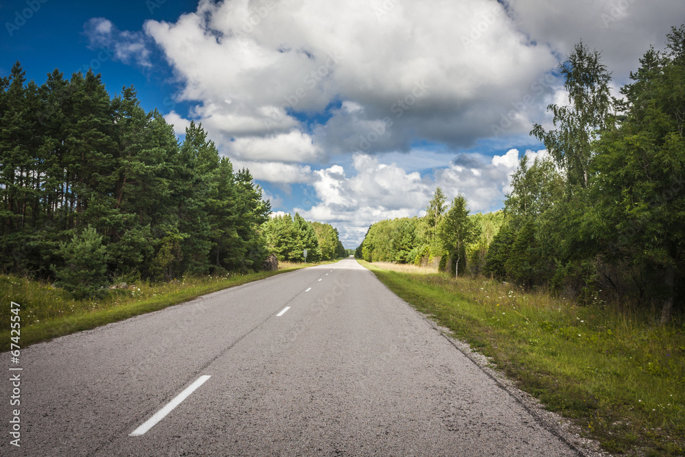 long and empty road on Saaremaa island, Estonia long and empty road on Saaremaa island, Estonia