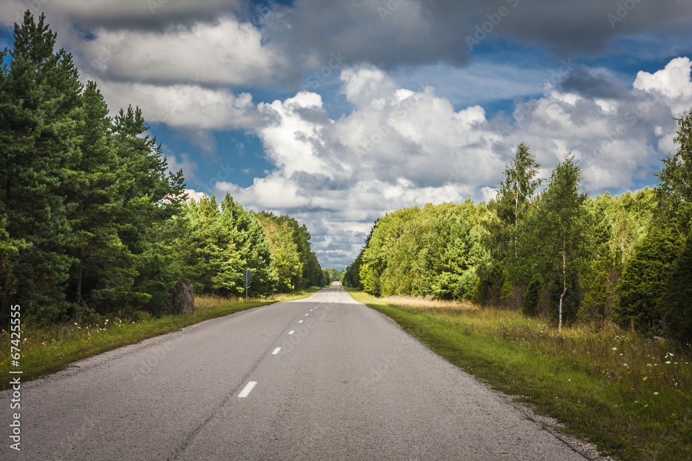 long and empty road on Saaremaa island, Estonia long and empty road on Saaremaa island, Estonia