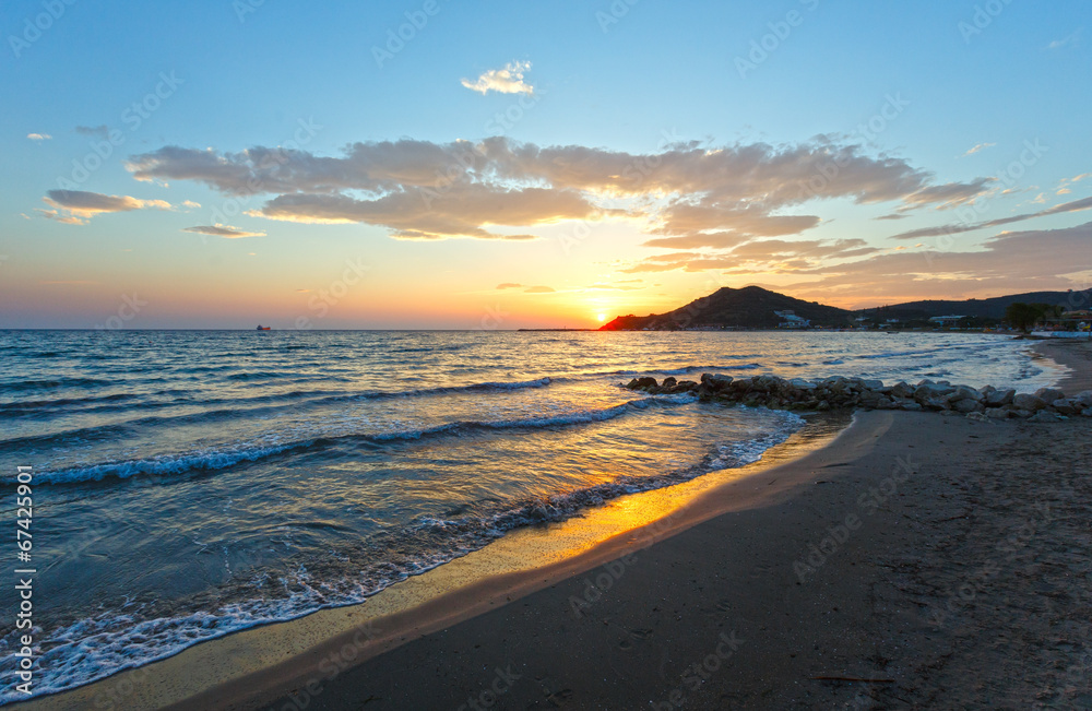 Sunrise on beach (Alykes, Zakynthos, Greece)