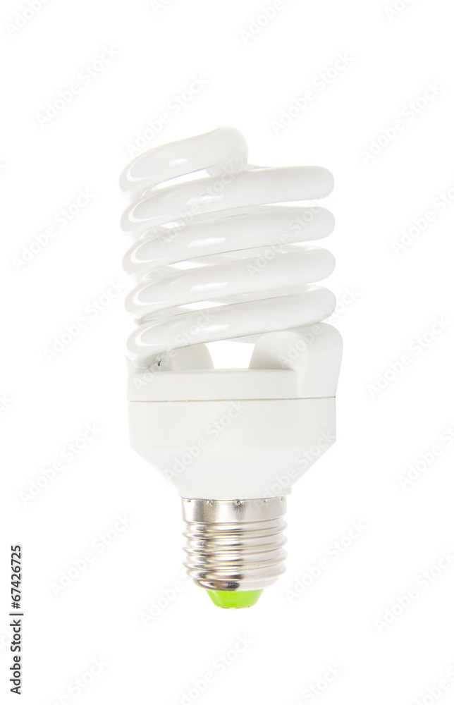 Energy saving fluorescent light bulb on white bakground Energy saving fluorescent light bulb on white bakground