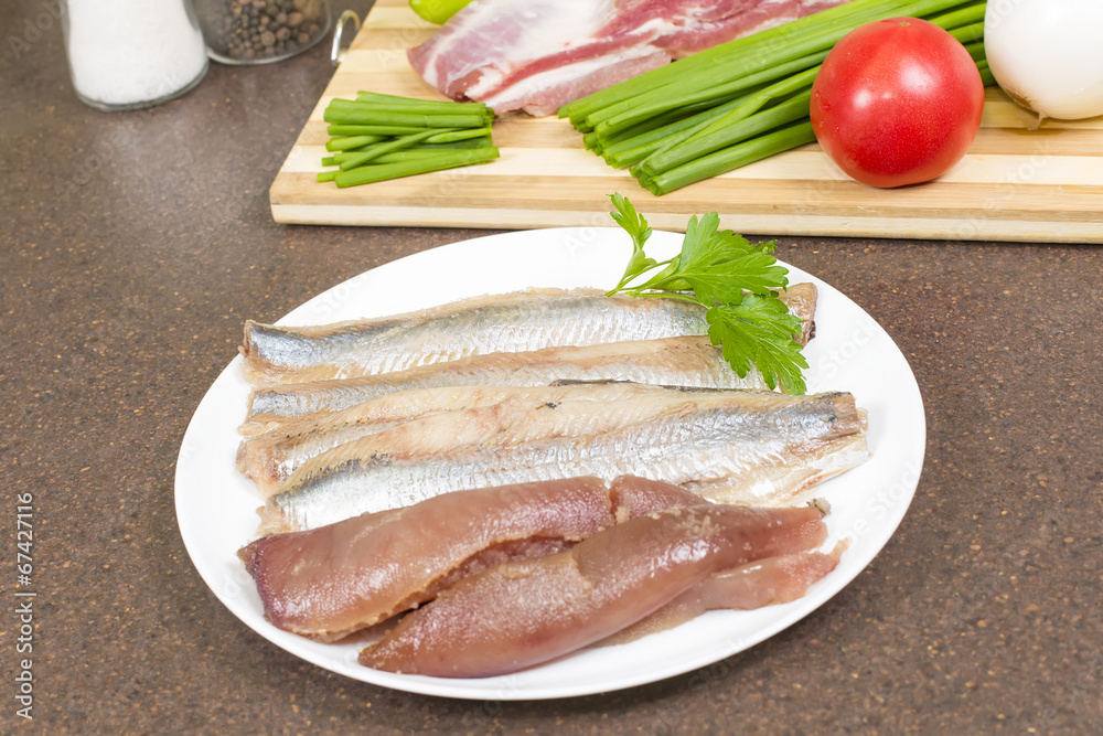 Herring fillet with caviar Herring fillet with caviar