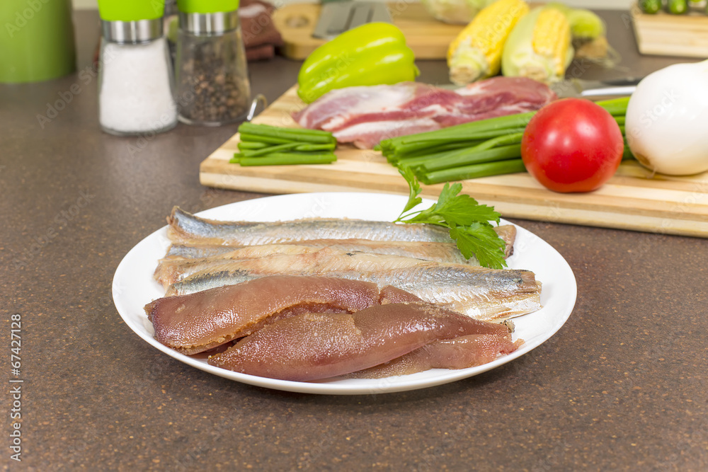 Herring fillet with caviar
