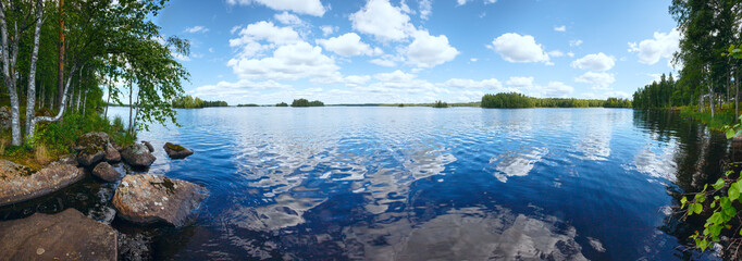 Lake Rutajarvi summer panorama (Finland).