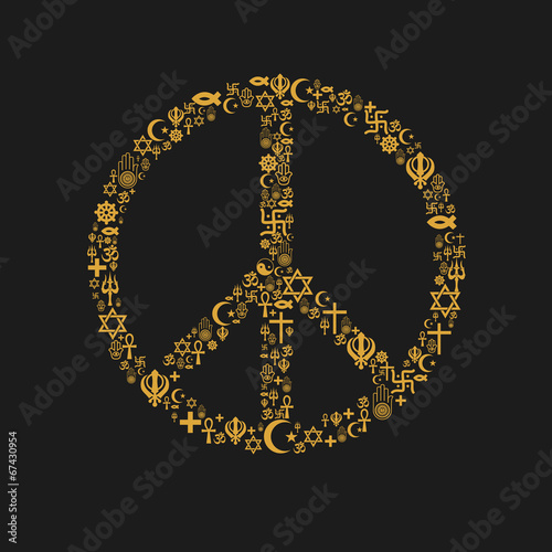 Religions Peace Shape - Yellow