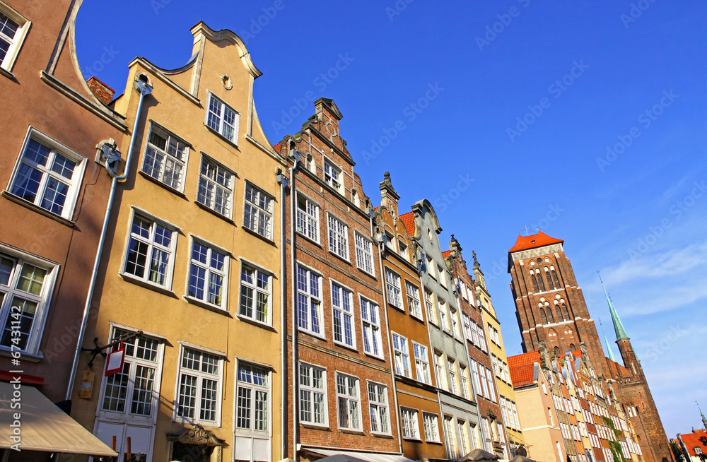 Fototapeta premium Colourful old buildings in City of Gdansk, Poland