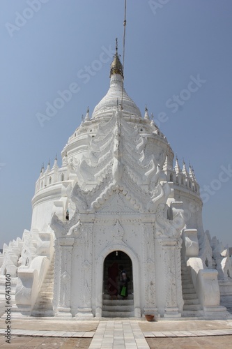 Hsinbyume Paya, the White Pagoda in Myanmar photo