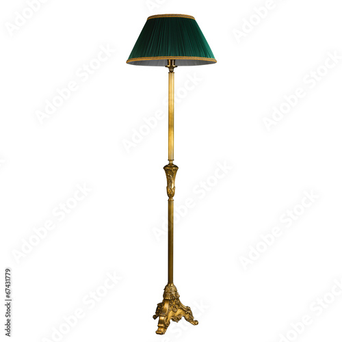 Vintage stand floor lamp isolated on white with clipping path