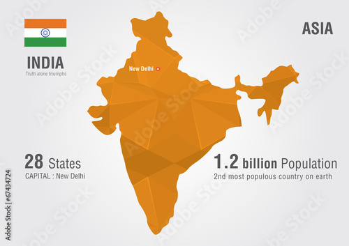 India world map with a pixel diamond texture.