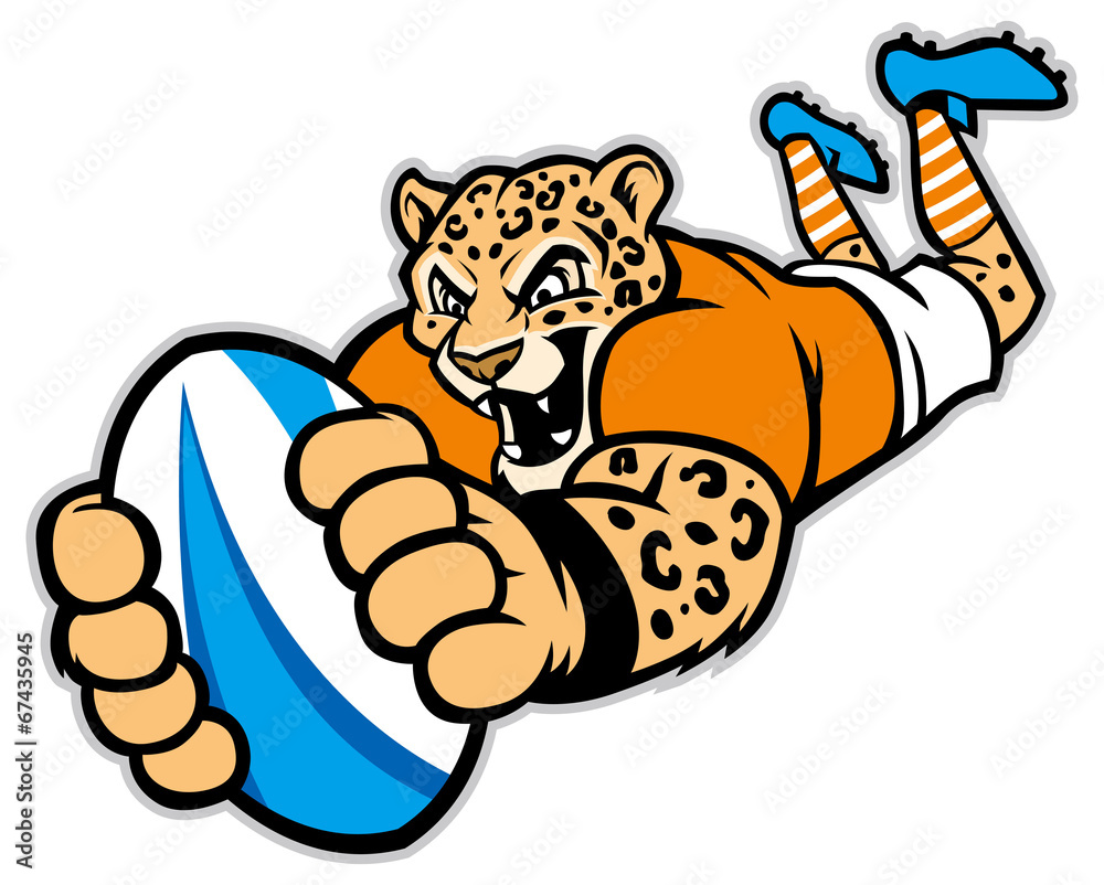 Fototapeta premium rugby leopard mascot
