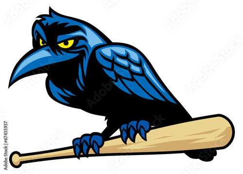 raven mascot and the baseball bat