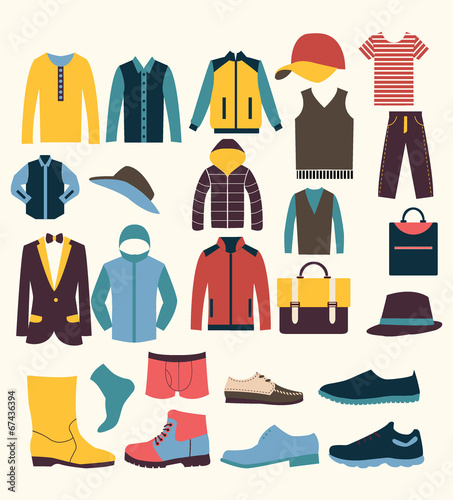 colorful vector icon set t in icons set of Fashion elements men