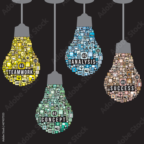 Light bulb design from icons infographics, vector format