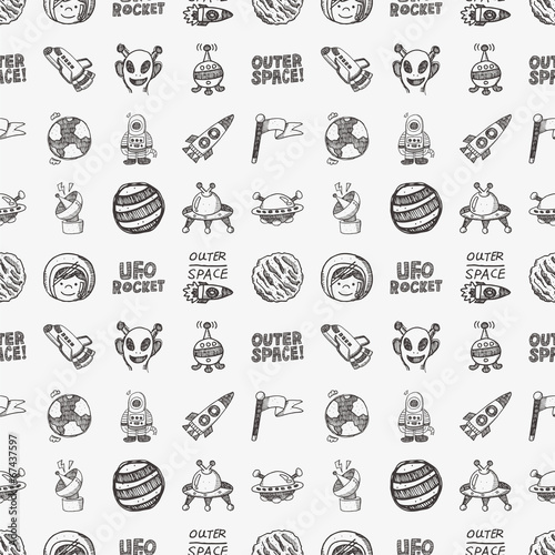 seamless doodle space pattern