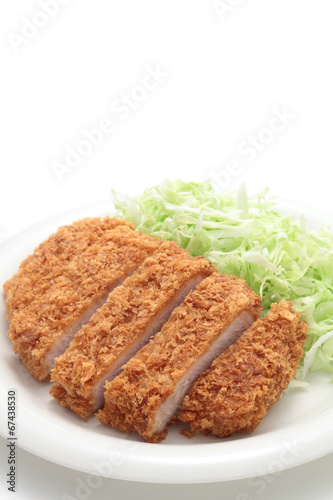 Japanese pork cutlet on white background