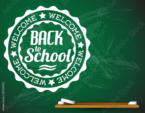 Back to school vector white illustration on a green chalkboard