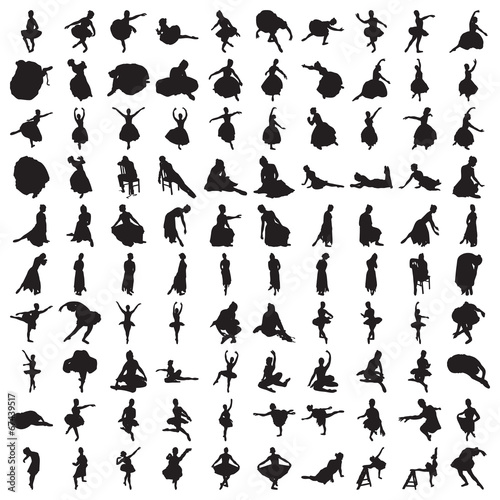Set of Hundred Classic Ballet Silhouettes