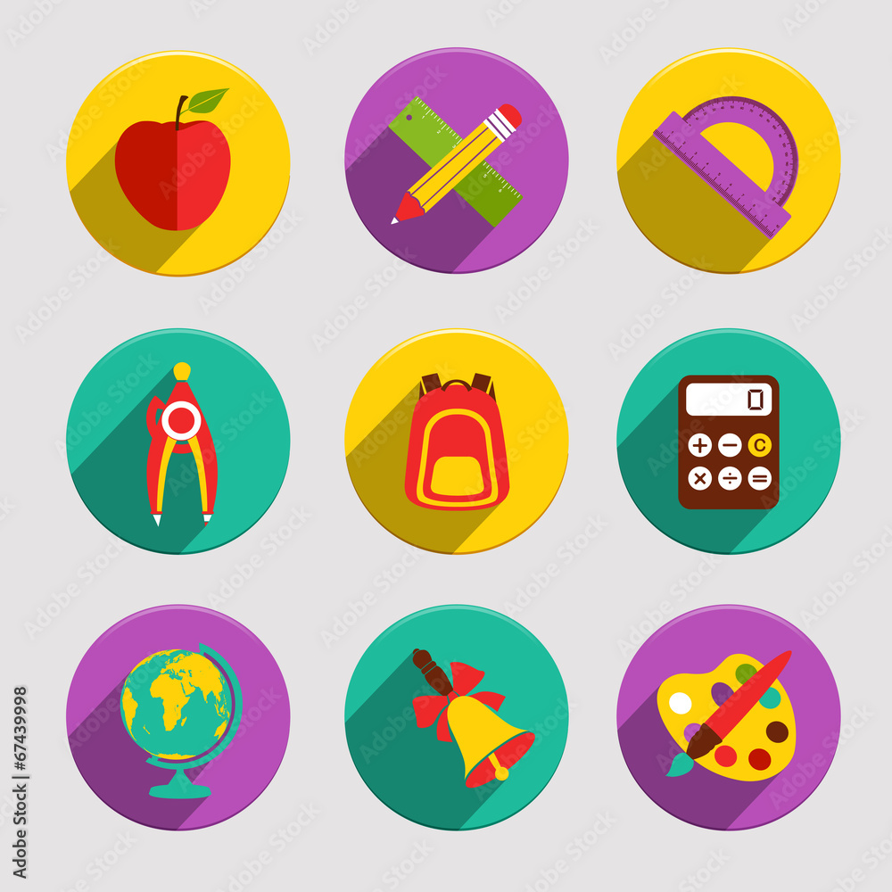 Flat School Icons Set Flat School Icons Set