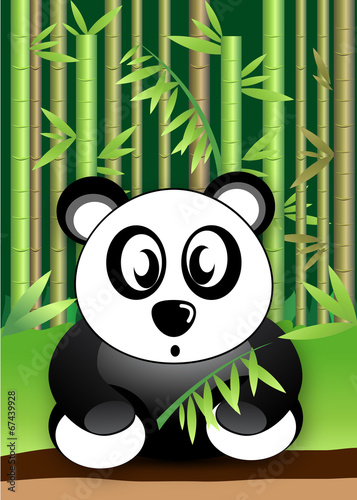 Fototapeta Naklejka Na Ścianę i Meble -  panda kid eating the bamboo leaves
