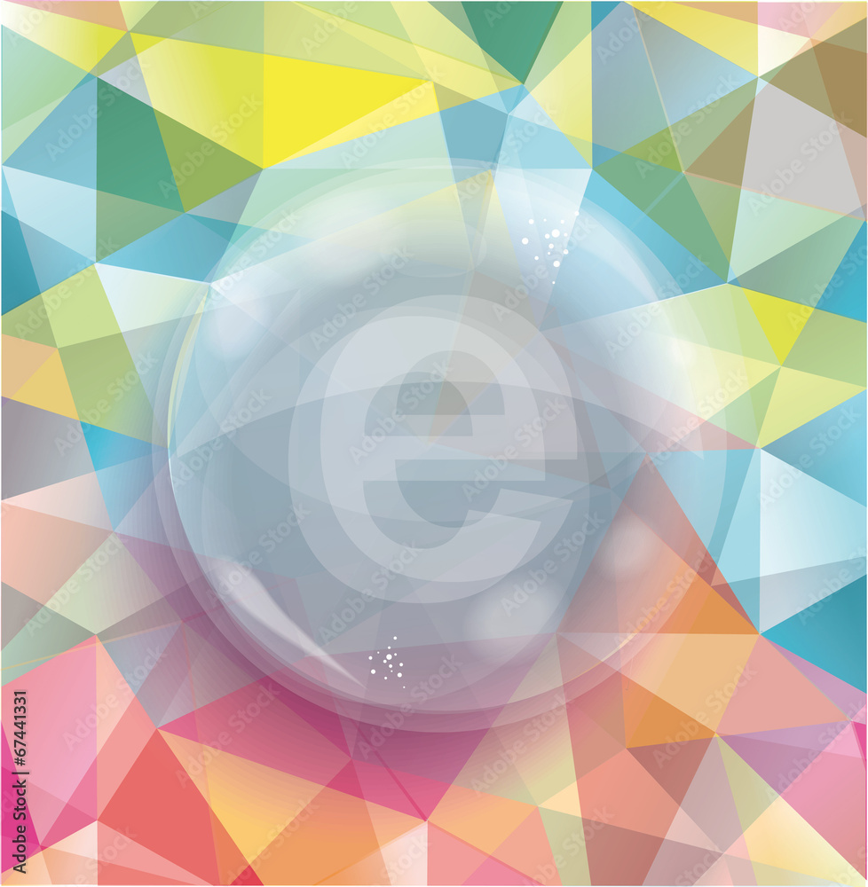 Obraz premium Glass bubble on abstract geometric 3D background. Vector illustr