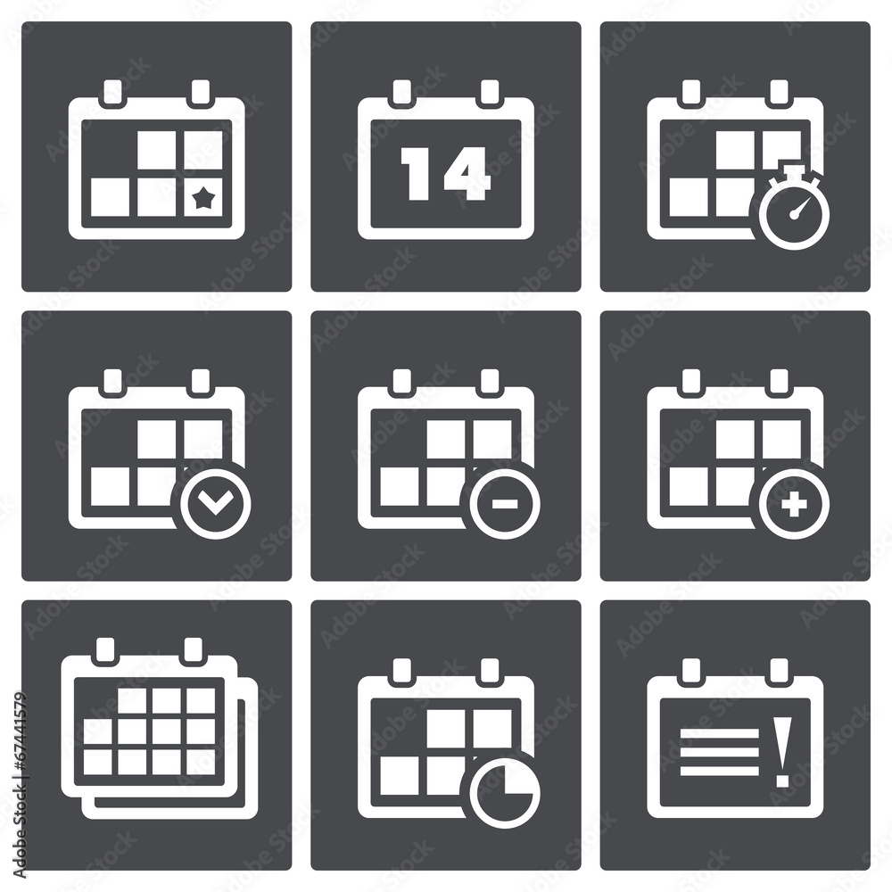 Calendar with notes icon set Calendar with notes icon set