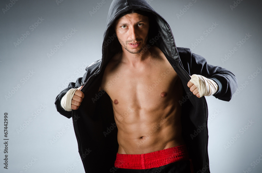 Martial arts fighter at the training