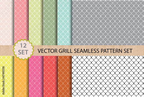 12 set Vector Grill Seamless Pattern