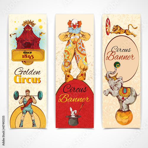 Circus vintage banners set