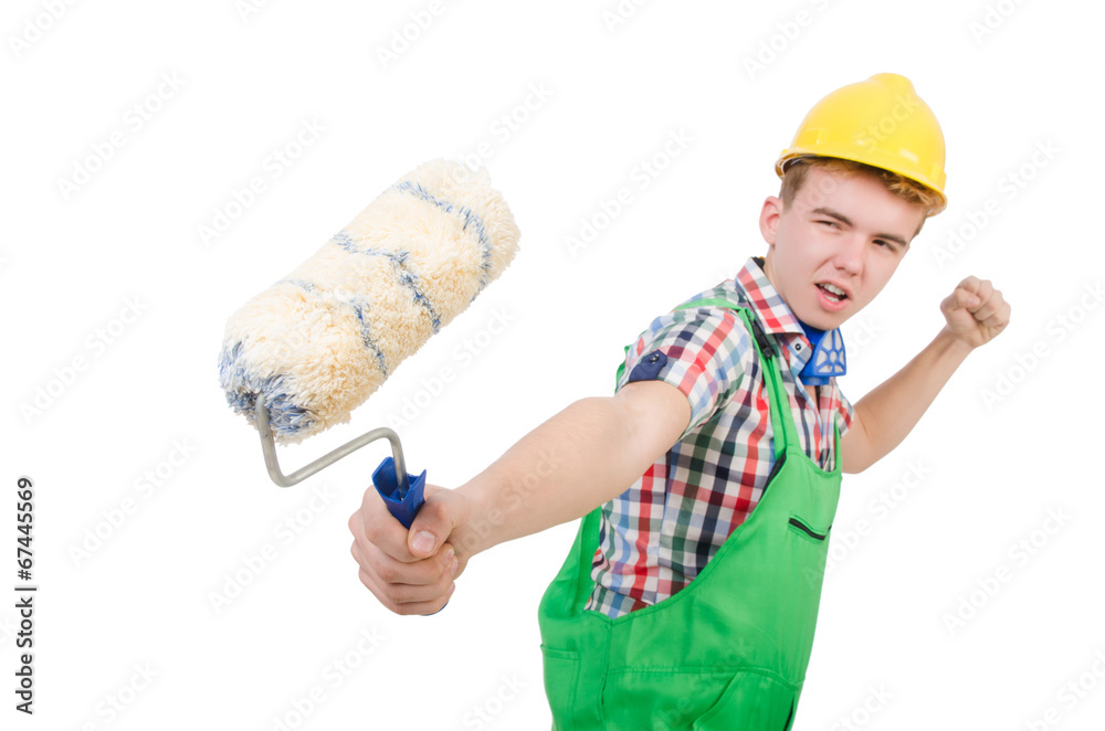 Funny painter isolated on white Funny painter isolated on white